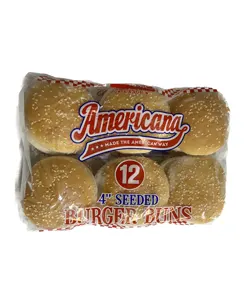 4 AMERICANA BURGER BUNS SEEDED