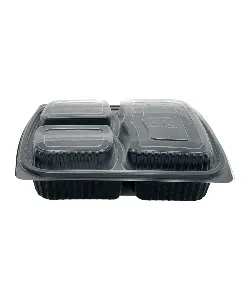 BLACK PLASTIC 3 COMPARTMENT CONTAINER