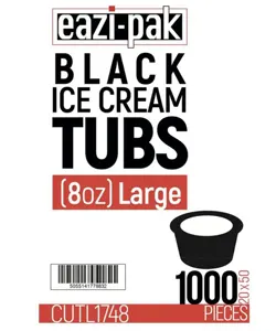 8OZ BLACK ICE CREAM TUBS 1X 50