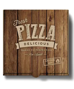 12″ (WOOD EFFECT BROWN) E FLUTE PIZZZ BOXES